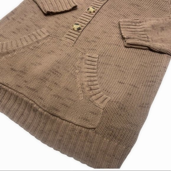 • Columbia Sweater Button Front Kangaroo Pocket 3/4 Sleeve Brown sw - Picture 4 of 9